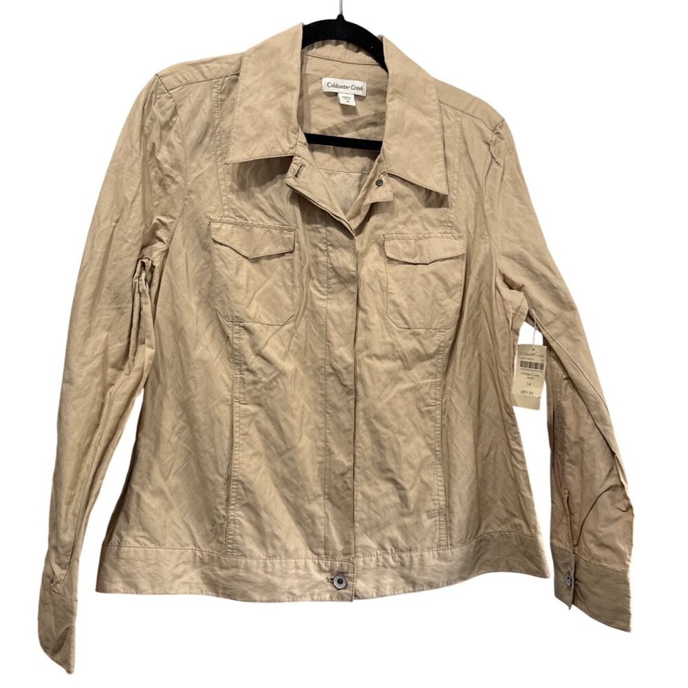 Coldwater Creek Ultralight Crinkle Cropped Jacket Beige Size 14 NEW With Tags